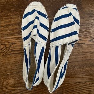 NWOT Handmade Spanish Navy & White Striped Espadrilles